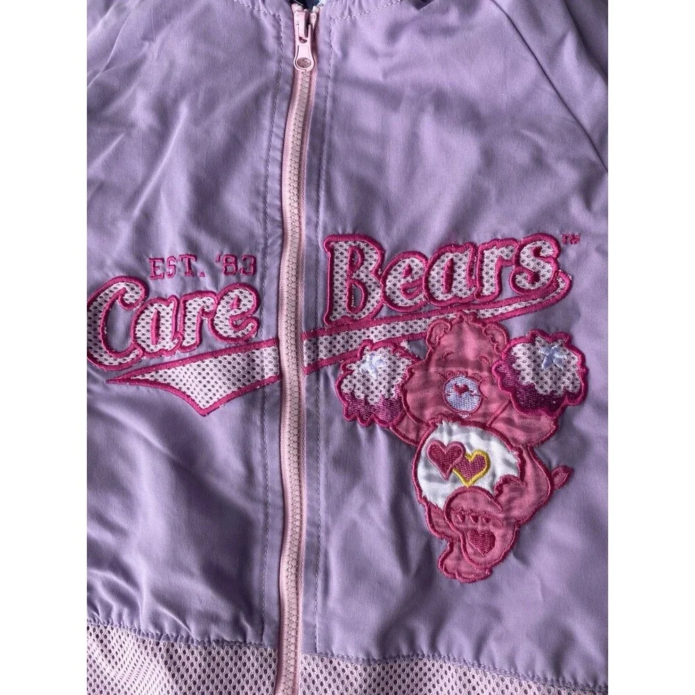 Vintage 2005 Care Bears Zipper Hoodie Jacket Size 24M Purple Mesh Lined Y2K